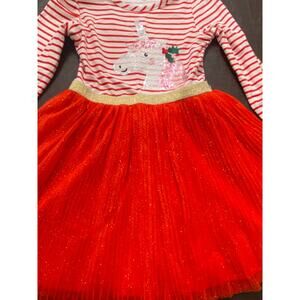 Girls‎ Red Christmas Unicorn Tutu Dress Glitter Skirt Long Sleeve Striped Size 5